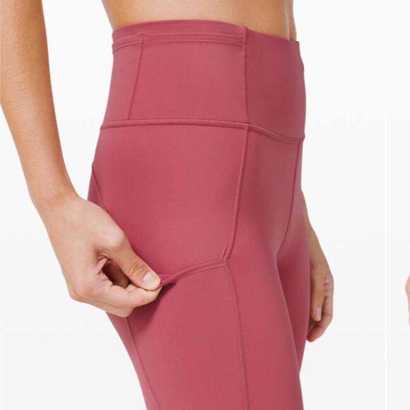 Lululemon Fast Free Crop 19" Cool Non-Reflective Cherry Tint SZ 4 - Picture 4 of 10